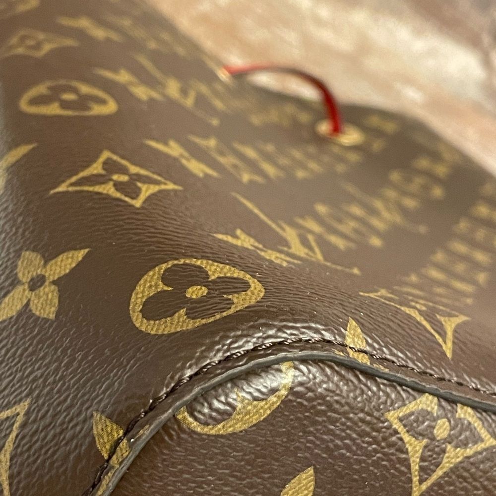 💕SOLD💕Louis Vuitton Monogram Brown Poppy Red NeoNoe Shoulder Handbag Purse - Picture 7 of 16